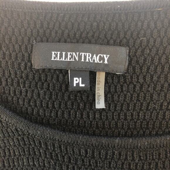 Ellen Tracy Boat Neck Striped Gradient Black Gray & White Sheath Dress Size PL - Picture 2 of 5